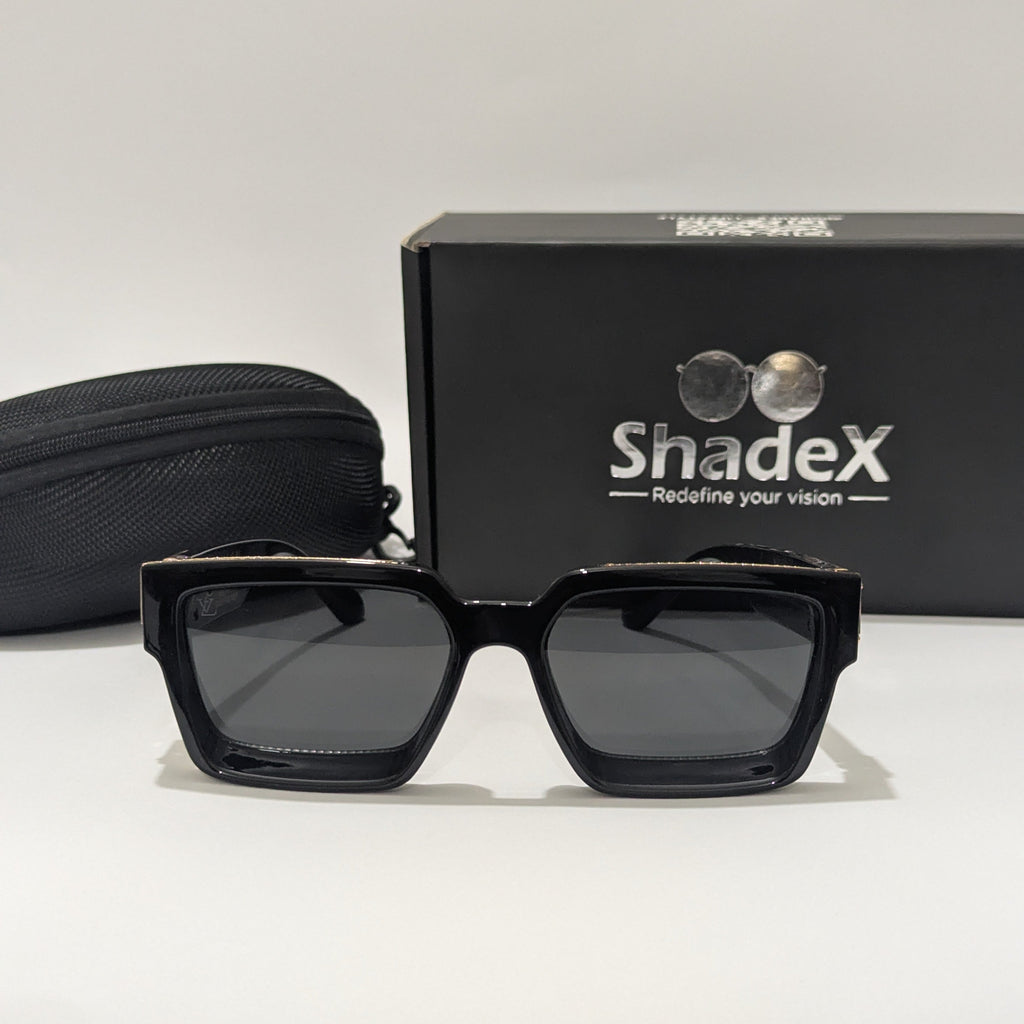 LV Black Acetate Gold Accent Sunglasses