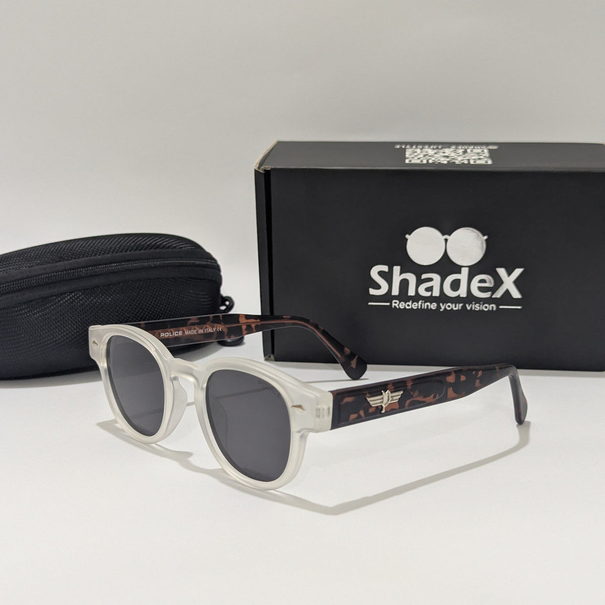 Police Crystal Clear Square Aviator Sunglasses