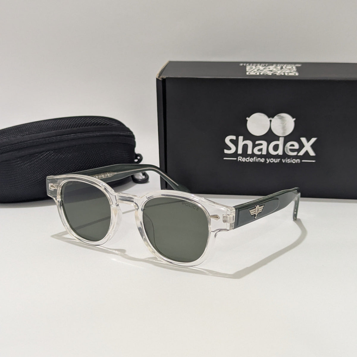 Police Square Aviator Green Temple Sunglasses