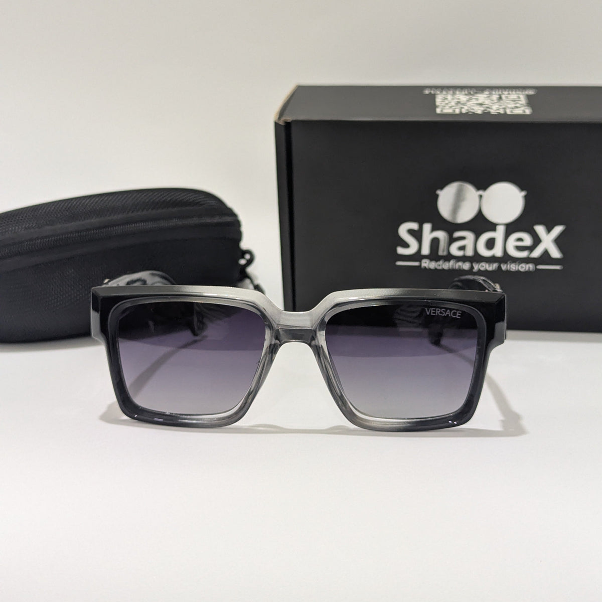 Versace Black Acetate Square Sunglasses