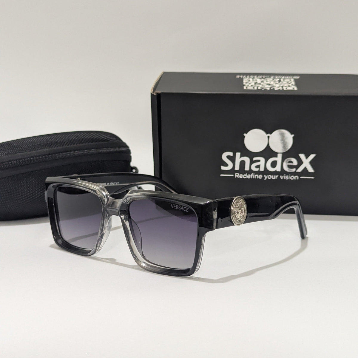 Versace Black Acetate Square Sunglasses