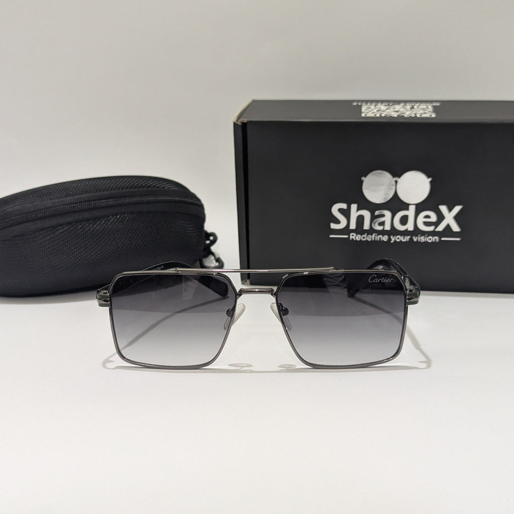 Cartier Black Metal Double Bridge Sunglasses