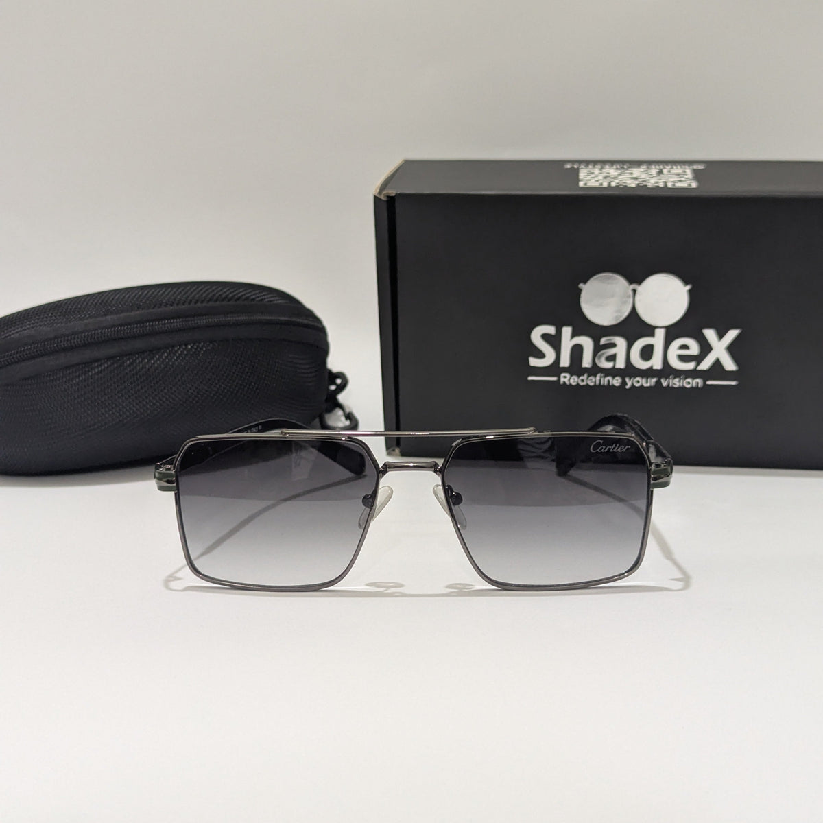 Cartier Black Metal Double Bridge Sunglasses